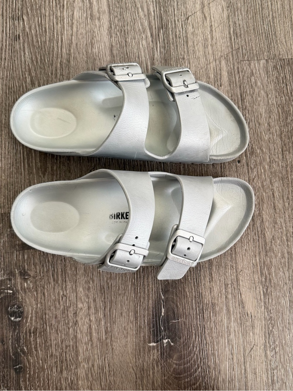 Birkenstock Kids Two-Buckle Slide Sandals in Light Silver - Picture 3 of 6